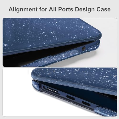 MOSISO Compatible with MacBook Air 13 inch Case M5 M4 M3 M2 2026-2022 | 4 in 1 Kit Bling Sparkly Hard Shell for MacBook Air 13.6 inch Case, Glitter Cover, A3449 A3240 A3113 A2681, Midnight - color: Midnight Blue