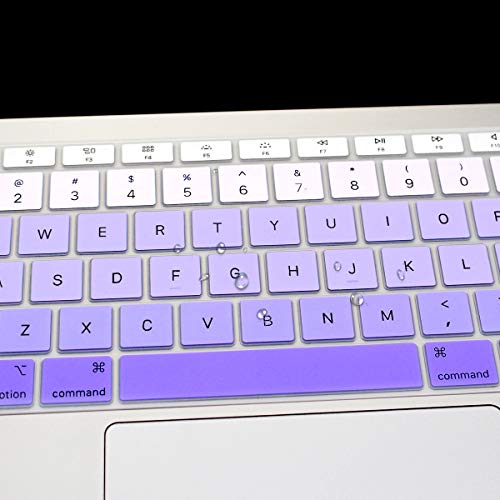 ProElife Keyboard Cover for MacBook Air 13-Inch with Touch ID A2337 M1 | Ombre Purple, U.S. Layout, Non-interference Design for ID Key, Dust-Proof, Silicone Protective Skin, Washable & Reusable - color: Ombre Purple