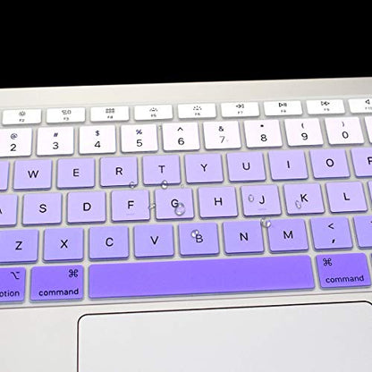 ProElife Keyboard Cover for MacBook Air 13-Inch with Touch ID A2337 M1 | Ombre Purple, U.S. Layout, Non-interference Design for ID Key, Dust-Proof, Silicone Protective Skin, Washable & Reusable - color: Ombre Purple