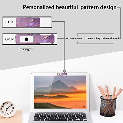 Webcam Cover, 3 Pieces, Laptop Camera Cover, Privacy Shielding Capacity is Twice as Big as The Traditional, Suitable for Computer Mobile Phones, laptops, Tablets and so on (Purple Marble) - color: Purple marble