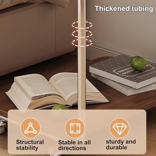 Overbed Table with 360 Wheels Panel Bedside Table, Modern Minimalist Sofa Side Table, U Shaped Built in Side Table, Double Shelf, for Bed, Sofa(Brown) - color: Brown