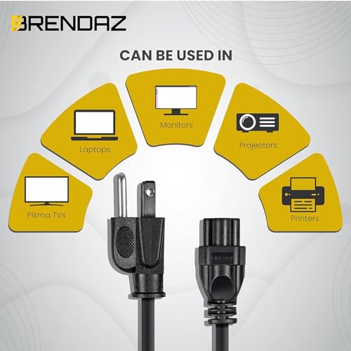 3 Prong Power Cord Replacement for Computers, TV, Monitors, Compatible with Samsung, LG, Dell, HP, Acer, Asus, NEMA 5-15P to C5 Power Cable -Mickey Mouse Connector (6-Feet) - size: 6-Feet