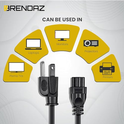 3 Prong Power Cord 10ft. NEMA 5-15P to C5 Power Cable for TV, Monitors, Chargers, Computers, Compatible with Dell, HP, Toshiba, Lenovo, Acer, LG TV's (10-Feet) - size: 10-Feet
