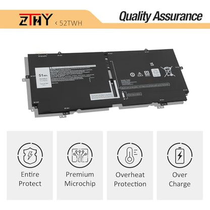 ZTHY 51Wh 52TWH Laptop Battery Replacement for Dell XPS 13 7390 2-in-1 | P103G P103G001 P103G002 Series Notebook MM6M8 0MM6M8 XX3T7 0XX3T7 Battery 7.6V 4-Cell 6375mAh