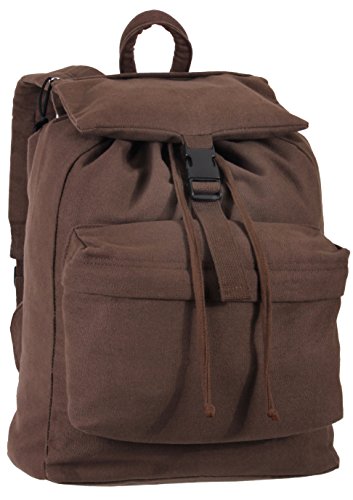 Rothco Canvas Daypack – Heavy-Duty Cotton Canvas Backpack for Hiking, Camping, Traveling, and Daily Use – 34L Capacity - color: Earth Brown
