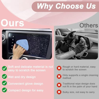BFXM 2PCS Car Screen Cleaner, 4.1''×4.1'' Pink Microfiber Dashboard Wipes | Square Microfiber Cloth, Automotive Display Wipes,Vehicle Screen Cleaner Tool for Dashboard Display, Car Interior Tool - color: Pink& Grey