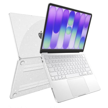 AKIT for MacBook Neo 13 Inch Case 2026 Model A3404, Clear | Anti-Scratched Protective Glitter Hard Shell, 2 Keyboard Covers Included, Screen Protector Included - color: Glitter Clear