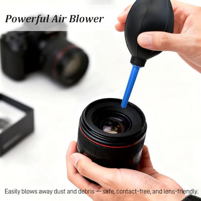 2-Pack Soft Brush Manual Rubber Air Blower Dust Cleaner for Camera, Telescope, Microscope, and Electronics – Black & Blue