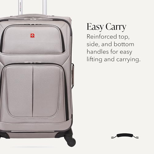 SWISSGEAR Sion Softside Expandable Spinner Luggage Durable Lightweight Travel Suitcase, Pewter, Checked-Medium - color: Pewter, size: Checked-Medium