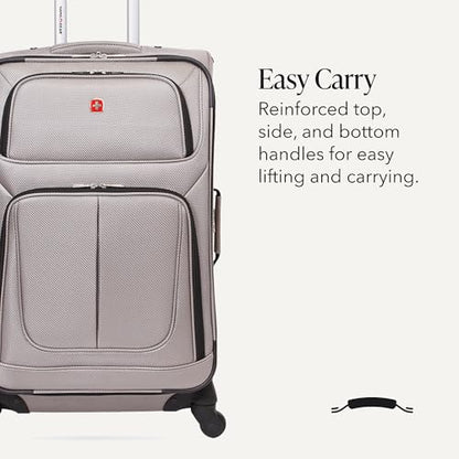 SWISSGEAR Sion Softside Expandable Spinner Luggage Durable Lightweight Travel Suitcase, Pewter, Checked-Medium - color: Pewter, size: Checked-Medium