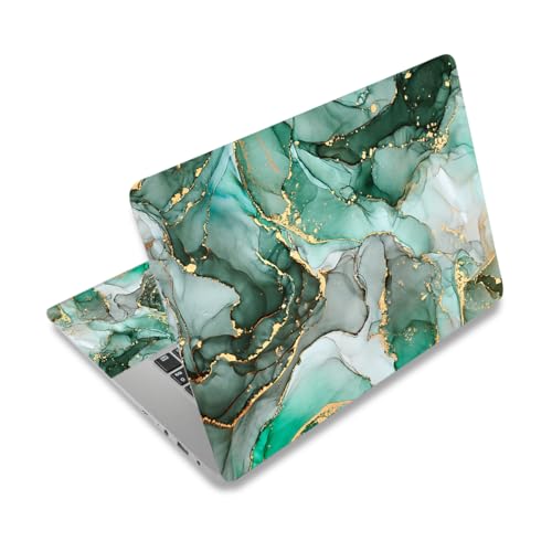 Laptop Decal Sticker Skin Cover, 11.6”12" 13" 13.3" 14" 15" 15.4" 15.6 inch Laptop Netbook Vinyl Skin Sticker Cover Art Notebook PC Reusable Protector (2 Wrist Pad Included), Green Marble - color: Green Marble