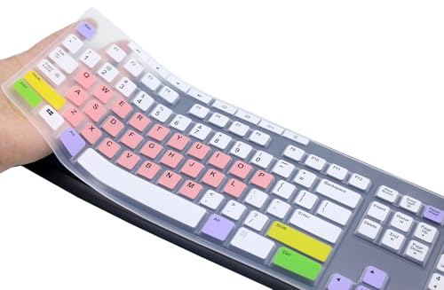 Ultra Thin Desktop PC Silicone Keyboard Cover Skin Protector Compatible for Logitech MK295 MK275 MK270 Wireless Keyboard, Logitech K200 K260 K270 MK200 MK260 Keyboard (Pink & White) - color: PInk & White