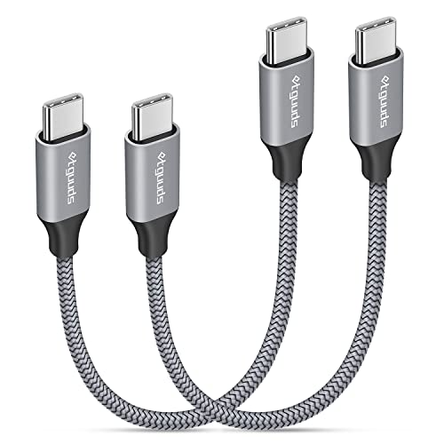 etguuds Short USB C to USB C Cable 0.5ft, 2-Pack 60W USBC to USBC Cord, Type C to C Charger Cable Fast Charging for iPhone 17 16 15 Pro Max Plus Air, Samsung Galaxy S25 S24 S23, for MacBook, Pixel - color: Gray, size: 0.5ft