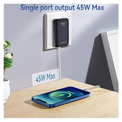 Flat 45W GaN USB Wall Charger with PD 3.0&PPS,Folding 2-Ports for Traveling,Super Fast Charging for Laptops, Tablets, Phones,Includes 2.28ft Fast Charging Cable, Black - style: Black with cable