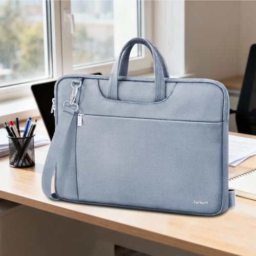 Ferkurn Laptop Case Bag Women Men Computer Sleeve with Shoulder Compatible with HP/Inspiron/Thinkpad/Vivobook/MSI/Surface, 17.3 inch, Light Grey - color: Light Grey, size: 17.3 inch