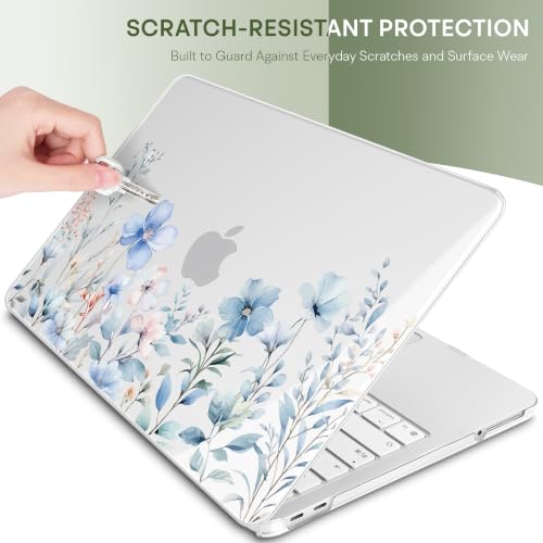 May Chen Compatible with MacBook Neo 13 inch Case 2026 Model A3404, Plastic Hard Shell,Keyboard Cover,Screen Protector,Dust Plug, for MacBook Neo 13" with A18 Pro Chip, Blue Flower - color: Blue Flower
