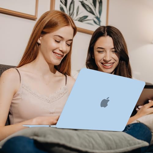 Anban Compatible with MacBook Air 13 inch Case M1 2022 2021 2020 2019 2018 Release A2337 A2179 A1932 Touch ID, Matte Plastic Laptop Hard Shell Case & 2 Keyboard Cover & Screen Protector, Air Blue - color: Air Blue