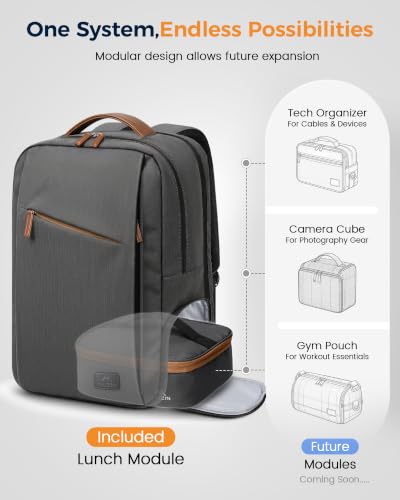 MATEIN Classic College Laptop Work Backpack with Lunchbox & Ice Pack | For School Office, Mens 15.6 Inch Computer Bookbag, Insulated Meal Prep Cooler Lunch Bag, TSA Approved, Water Resistant, Slim