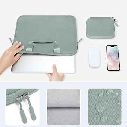MOSISO Laptop Case 13.3 inch, 13-13.3 inch Laptop Sleeve Bag, Antique Green | Compatible with MacBook Air/Pro 13 / Pro 14, HP Dell ASUS, Neoprene Carrying Computer Bag with Handle&Detachable Small Case - color: Antique Green, size: 13.3 inch