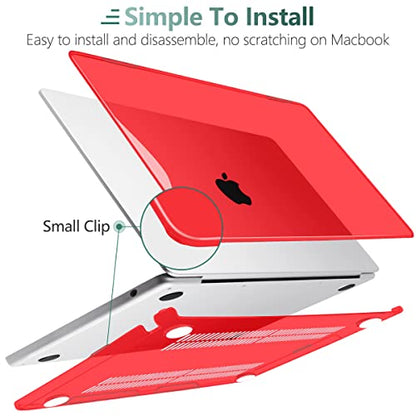 TWOLSKOO Compatible with MacBook Air 13 inch Case M5 2026 M4 2025 M3 M2 2024-2022 A3449 A3240 A3113 A2681, Plastic Hard Shell & Keyboard Cover & Screen Film for MacBook Air 13.6 inch, Crystal Red - color: Crystal Red