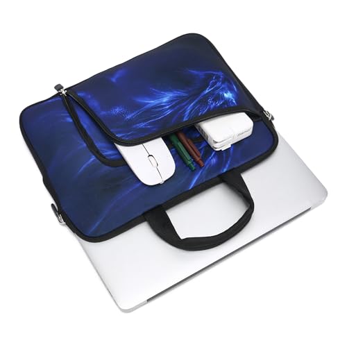 15 15.4 15.6 inch Laptop Handle Bag Computer Protect Notebook Sleeve Neoprene Cover Soft Carrying Case with Extra Pockets - color: Blue Dragon
