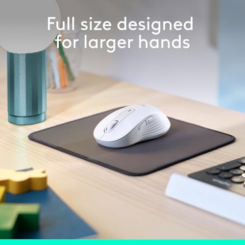 Logitech Signature M650 L Full Size Wireless Mouse Large Sized - Off White | For large sized hands, 2-year battery, customizable side buttons, Bluetooth, PC/Mac/Multi-Device/Chromebook compatible - color: Off White