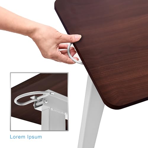 Hospital Bed Table on Wheels Over Bed Tray for Feeding Eating and Laptop, Adjustable Height Heavy Duty with Capacity up to 70 lbs - color: Walnut Brown