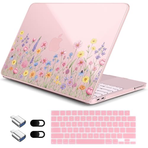 for MacBook Neo 13 Inch Case 2026 Release Model A3404, Fresh Floral Pattern 1.2 mm Ultra Slim Hard Shell Cover, 6-in-1 Laptop Accessories Bundle for Women Girls, Garden Bloom - color: Garden Bloom