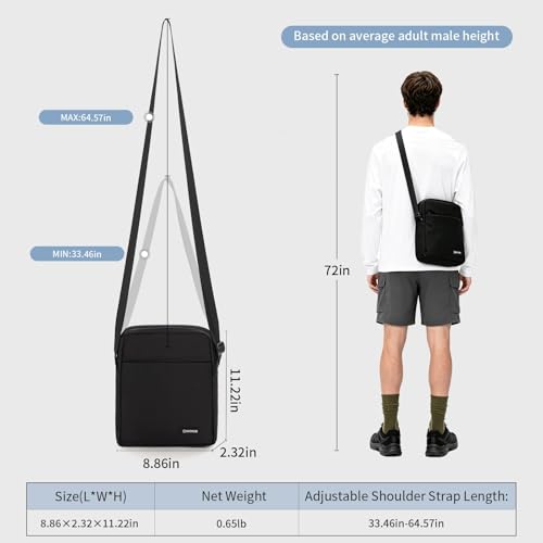 OSOCE Messenger Bag Crossbody Shoulder Bag for Men | Multi-Pocket, Adjustable Shoulder Strap, Lightweight, Suitable for Travel Hiking Commuting Outdoor - size: Small