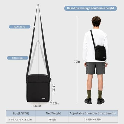 OSOCE Messenger Bag Crossbody Shoulder Bag for Men | Multi-Pocket, Adjustable Shoulder Strap, Lightweight, Suitable for Travel Hiking Commuting Outdoor - size: Small