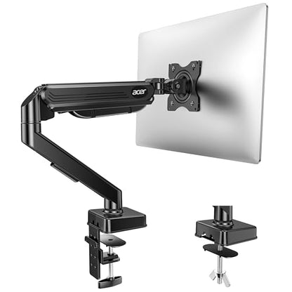 Acer Single Monitor Mount, Fully Adjustable Monitor Arm Fits 17-34" Screens | Gas Spring VESA Mount with C-Clamp & Grommet Base, Computer Desk Arm with Tilt Swivel Rotate Supports 4.4-19.8 lbs