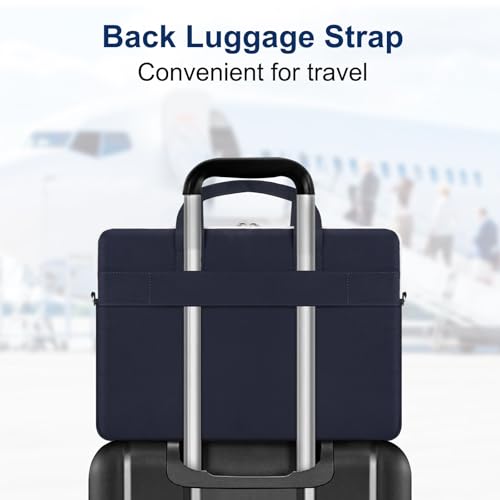 MOSISO Laptop Shoulder Bag Carrying Case, 15-16 inch Computer Bag | Compatible with MacBook Pro 16 inch/Air 15 inch, HP Dell Lenovo Acer Asus, Messenger Bag with Trolley Sleeve & Pockets, Blue
