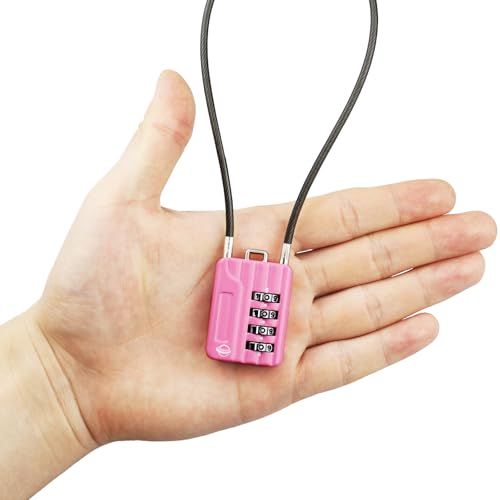 4 Digit Cable Combination Locks 12 inches Cable for School Gym Locker,Helmet,Filing Cabinets,Toolbox,Luggage Suitcase,knapsack,Cable 3mm Diameter,Pink - size: 30cm(12in)Cable Pink