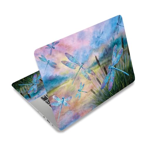 PLIGREAT Dragonfly Laptop Decal Sticker Skin Cover, Landscape Painting Laptop Stickers Skin Decal Fits 12" 13" 13.3" 14" 15" Laptops Universal Waterproof Removable Notebook Art Protector - color: Dragonfly
