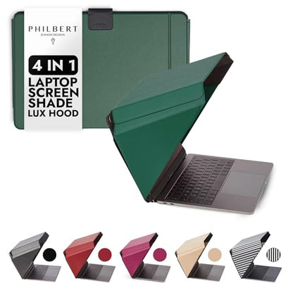 4-in-1 Laptop Screen Shade – Original Lux Hood – Sun, Privacy, Heat & Contrast Protection, Freestanding with Pocket, Fits 15–16” MacBook & PC, Patented, Green - color: Green, size: 15-16in