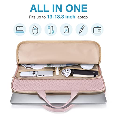 BAGSMART Laptop Case Compatible with 13-13.3 inch Notebook,Compatible with MacBook Pro 14 Inch,MacBook Air,Protective Carrying Bag with Pocket,Handles, Beige - color: Beige, size: 13-13.3 Inch