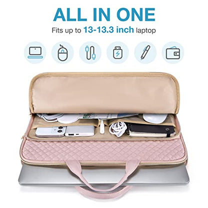BAGSMART Laptop Case Compatible with 13-13.3 inch Notebook,Compatible with MacBook Pro 14 Inch,MacBook Air,Protective Carrying Bag with Pocket,Handles, Beige - color: Beige, size: 13-13.3 Inch