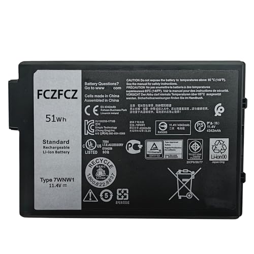 7WNW1 Battery 51Wh 4342mAh GK3D3 0GK3D3 DMF8C 0DMF8C 11.4V 3-Cells | Replacement for Dell Latitude 5420 5424 Rugged / Latitude 7424 Rugged Extreme series - size: 6.31*4.34*1.17 inch 7WNW1
