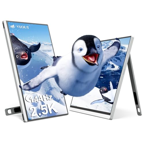 Veout 16-inch 2.5K 144Hz Portable Gaming Monitor in 4 Colors, IPS with FreeSync, USB-C & Mini HDMI for Laptop/Mac/PS5/Xbox/Switch - Travel Second Screen V1Pro(Silver) - color: V1Pro-Silver, size: 16 inch