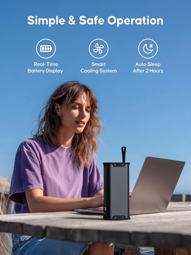 Portable Power Station 99Wh 70W(140W Peak) Laptop Charger, 1.3lb Lightweight Small Generator with 110V AC & PD Fast Charging, Lithium Battery Power Bank for Home Camping Office Blackout Emergency