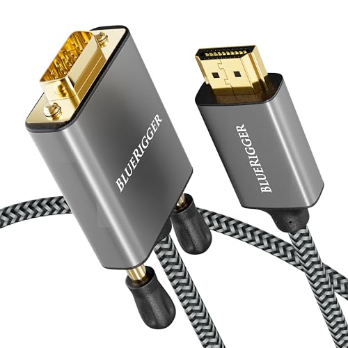 BlueRigger HDMI to VGA Cable 6FT (Unidirectional, 1080P, 60Hz, HDMI Adapter for Monitor, Male to Male, HDMI Source to VGA Display) - Compatible with Desktop, Laptop, PC, Monitor, Projector, HDTV - size: 6FT, style: HDMI-VGA