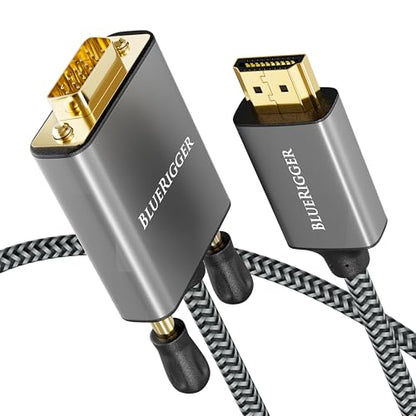 BlueRigger HDMI to VGA Cable 6FT (Unidirectional, 1080P, 60Hz, HDMI Adapter for Monitor, Male to Male, HDMI Source to VGA Display) - Compatible with Desktop, Laptop, PC, Monitor, Projector, HDTV - size: 6FT, style: HDMI-VGA