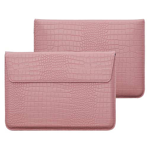 Laptop Bags Sleeve for MacBook Air 15 inch 2026-2023 A3448 M5 M4 M3 M2 Crocodile Grain PU Leather Flap Style Case Notebook Bag for Mac Pro 16 M1 A2485 2019-2026,Pro Retina 15 2012-2019, Pink - color: Pink