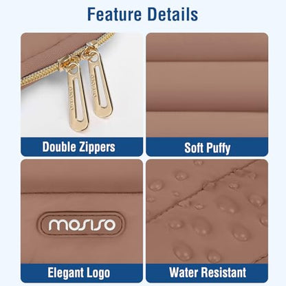 MOSISO Laptop Case 13.3 inch,13-13.3 inch Puffy Laptop Sleeve Compatible with MacBook Neo/Air 13.6 M5 M4 M3 M2 M1/Pro 13/14,HP Dell ASUS Lenovo,Polyester Horizontal Bag with Small Case, Mocha - color: Mocha, size: 13.3 inch