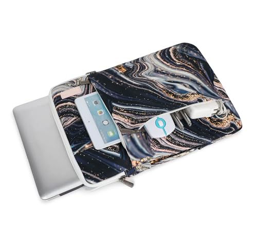 360° Protective Laptop Sleeve Case Bag with Muti-Pockets,Handle and Luggage Strap for iPad 12.9 inch,MacBook Pro Air 13" and 12.5 inch-13.3 inch Screen Laptop (Black Marble) - color: Black Marble, size: 12.5 inch-13.5 inch