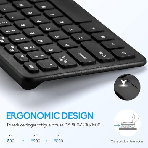 Wireless Keyboard and Mouse Combo, Compact Quiet Wireless Keyboard and Mouse Set 2.4G Ultra-Thin Sleek Design for Windows, Computer, Desktop, PC, Notebook, Laptop (Black01) - color: black
