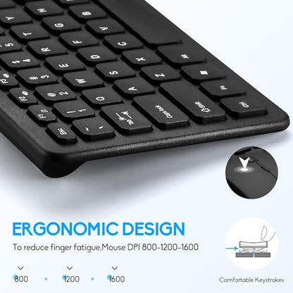 Wireless Keyboard and Mouse Combo, Compact Quiet Wireless Keyboard and Mouse Set 2.4G Ultra-Thin Sleek Design for Windows, Computer, Desktop, PC, Notebook, Laptop (Black01) - color: black