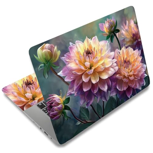 SUPERDANT Laptop Skin Sticker Laptop Decals Dahlia Flower Personalized Universal Notebook Computer Wrap Vinyl Skin Stickers Cover Art Decal Removable 12-15.6 Inch Waterproof Scratch-Resistant Gifts - style: Dahlia