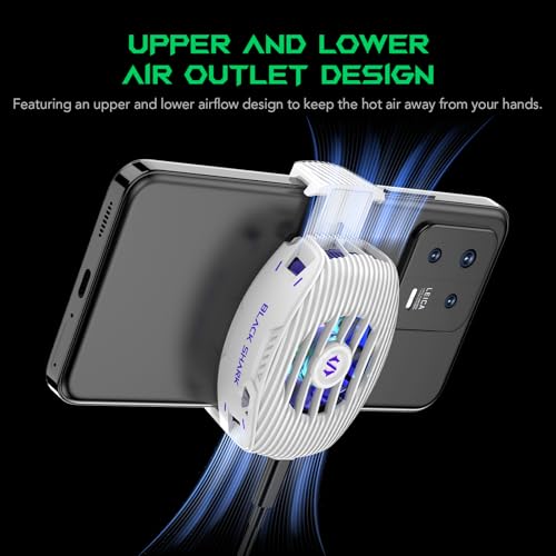 Black Shark Phone Cooler for Gaming FunCooler 5 NEO, Wired Mobile Phone Cooling Fan Lightweight Quiet with RGB Light, Cellphone Radiator for 2.67-3.45 inches iPhone/Android, Retaining Bolt (White)