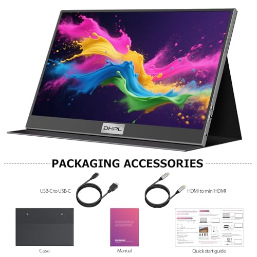 Portable Monitor 15.6 Inch, Aluminum Alloy USB-C Laptop Monitor with Magnetic Smart Cover, FHD IPS Anti-Glare Second Screen for Laptop PC Mac Switch, VESA Mountable Travel Display